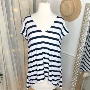 SOLD WHBM Black & White Striped Tee Tunic